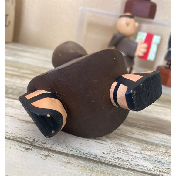 Vintage Franciscan Mission Christmas Monk Figurines – Wooden Holiday Décor Set - Picture 6 of 15